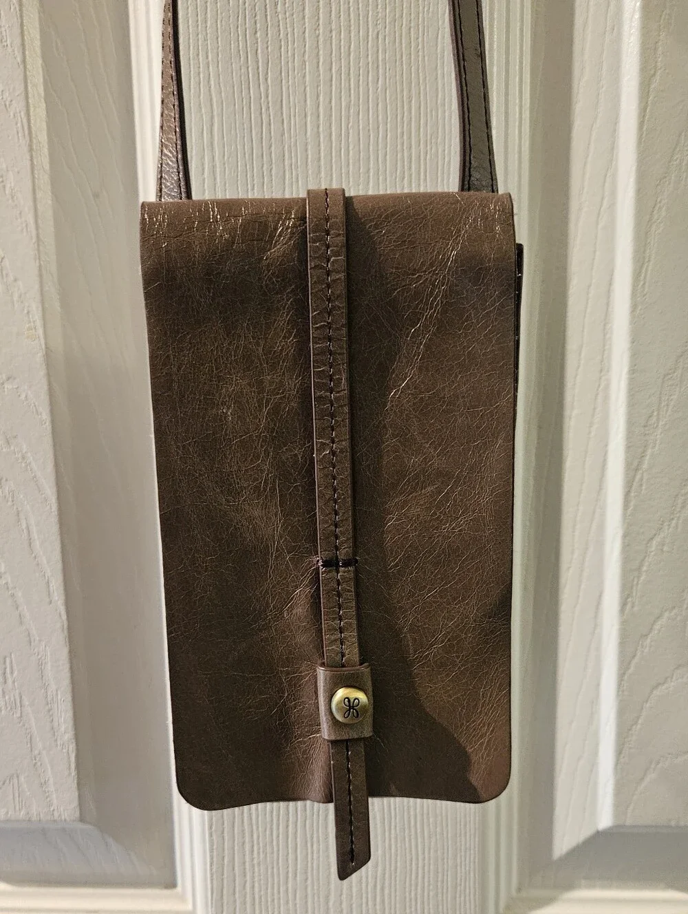 HOBO Brown Leather Crossbody Phone Bag